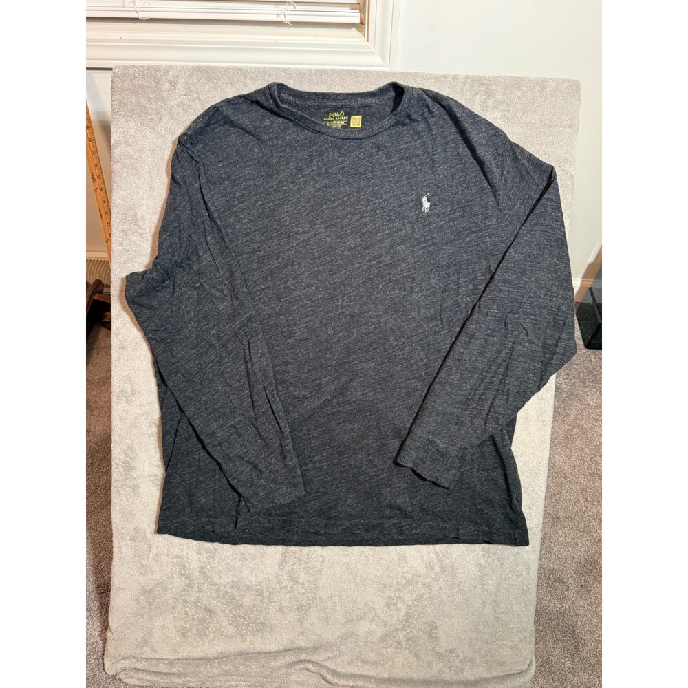 Polo Ralph Lauren Mens XL Classic Fit Long Sleeve T-Shirt Heather Charcoal Gray
